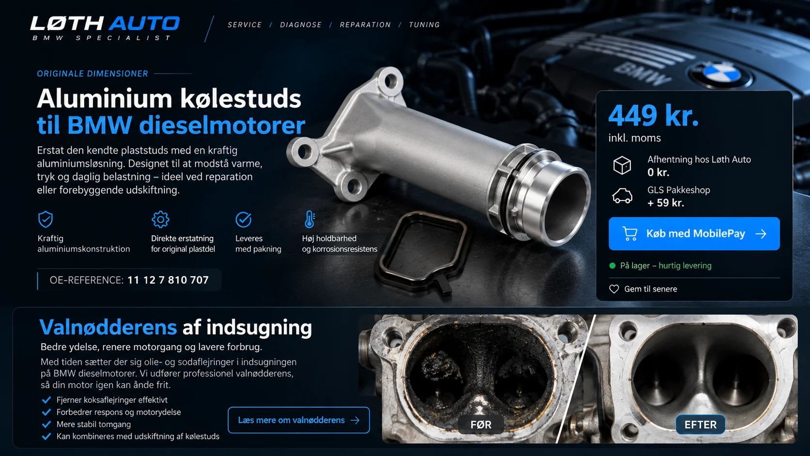 Aluminium kølestuds til BMW dieselmotorer med OE 11 12 7 810 707